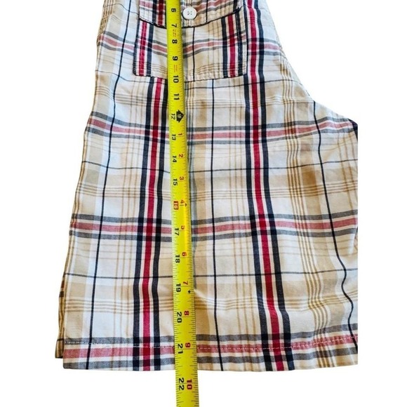 NSI Vintage Boys Plaid Cargo Shorts Size 16 Beige Red Black Cotton Blend - Picture 5 of 6